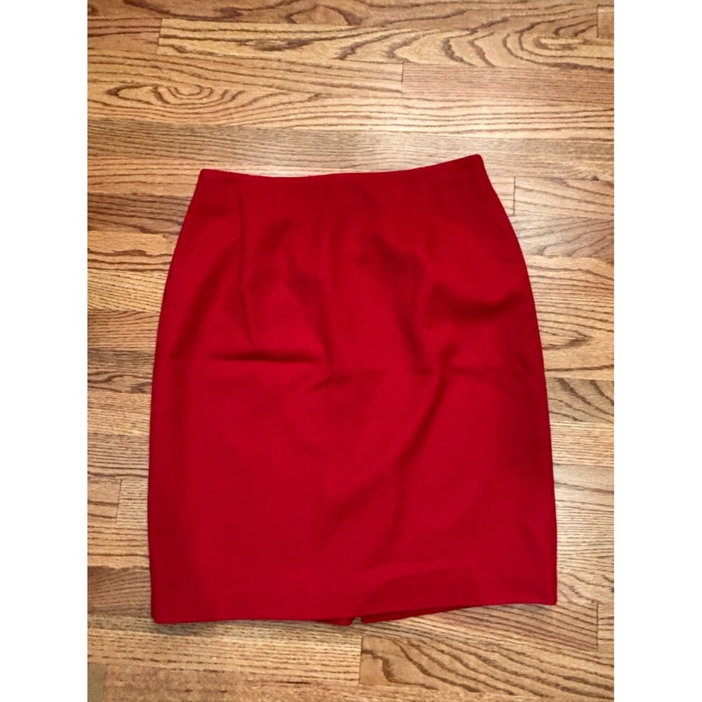 Vintage Valerie Stevens 100% Pure Wool Red Pencil Skirt Lined Back Zip